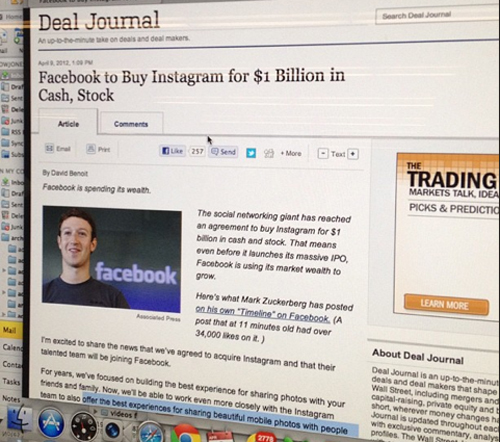 Facebook buys Instagram by WSJ on Instgram