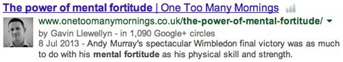 The Power of Mental Fortitude authorship search result